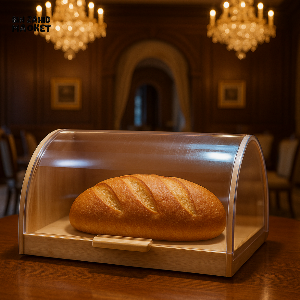 LUXURY TRANSPARENT BREAD BOX WITH LID FOR DINING TABLE – PREMIUM STORAGE CONTAINER FOR BAKED GOODS