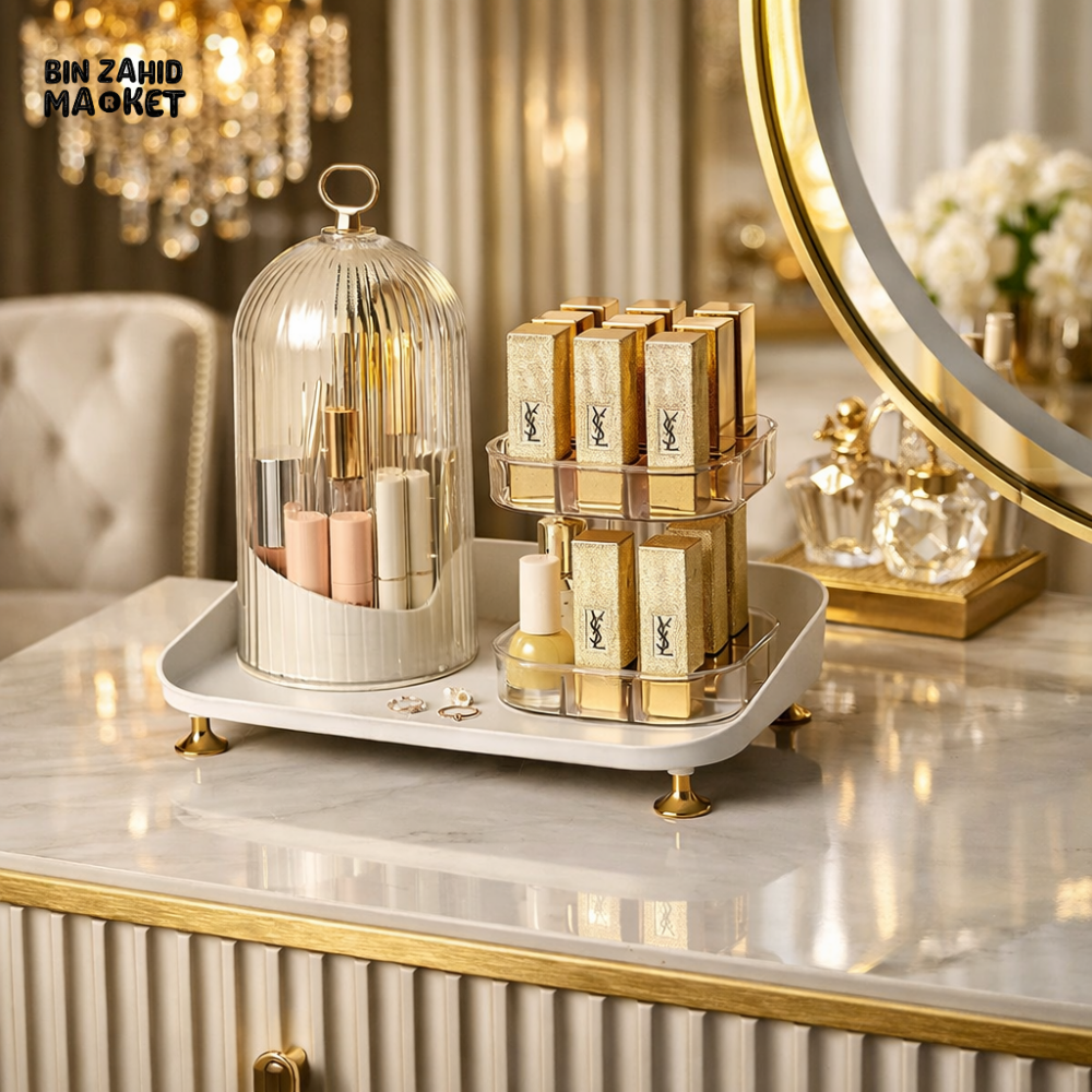 LUXURY VANITY ROTATING COSMETIC ORGANIZER – BRUSH & LIPSTICK HOLDER