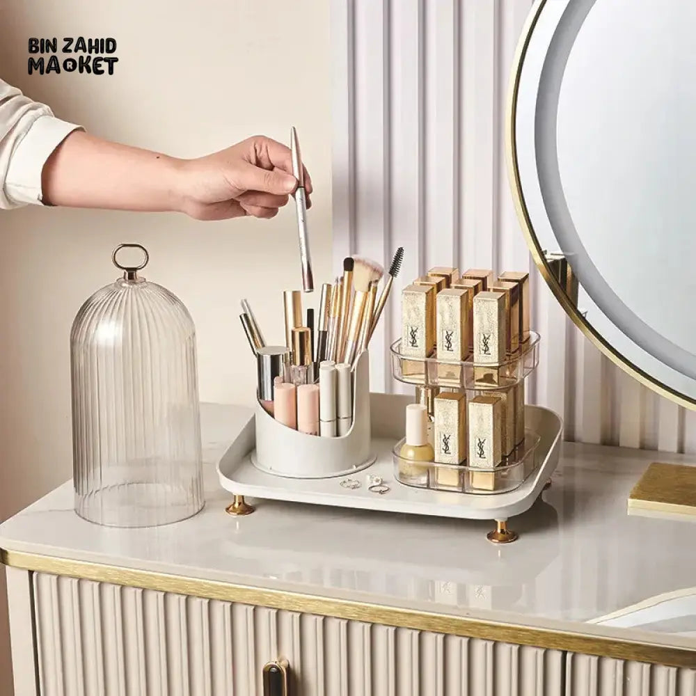LUXURY VANITY ROTATING COSMETIC ORGANIZER – BRUSH & LIPSTICK HOLDER