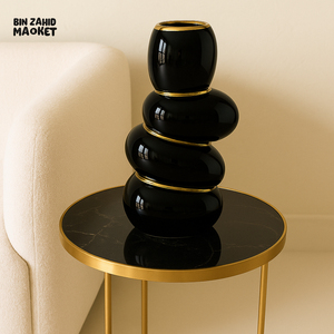 LUXURY VILLA SIDE TABLE DECOR CERAMIC VASE - BLACK