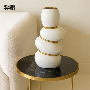 LUXURY VILLA SIDE TABLE DECOR CERAMIC VASE - WHITE