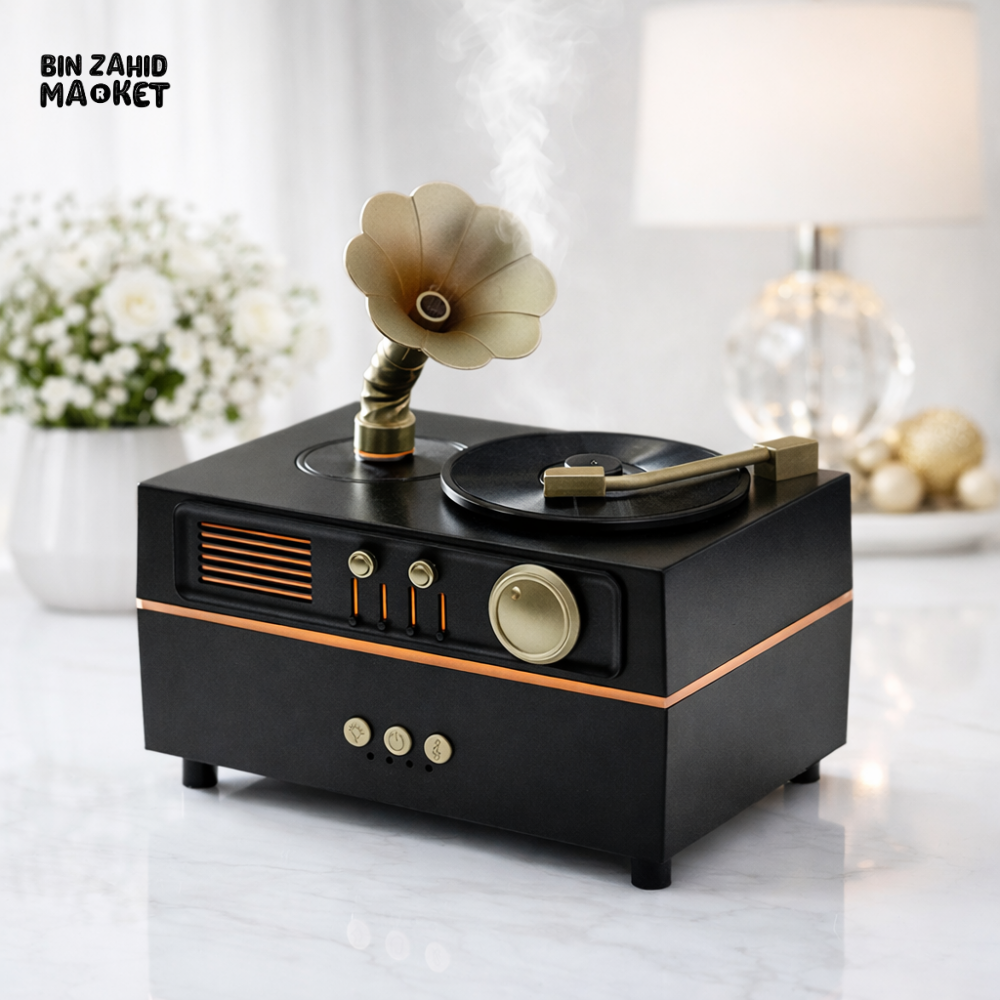 LUXURY VINTAGE GRAMOPHONE AROMA DIFFUSER WITHOUT SPEAKER – ULTRASONIC MIST HOME DECOR