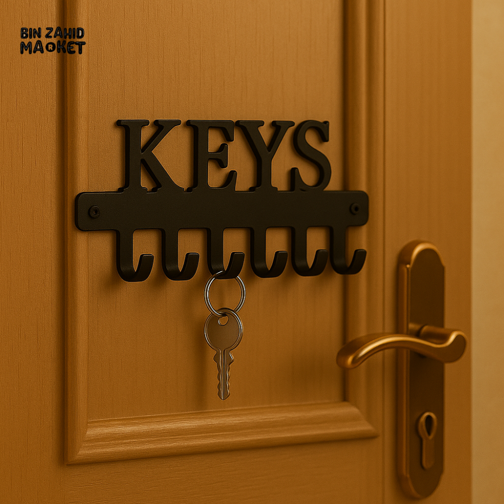 LUXURY WALL MOUNTED METAL KEY HOLDER SMALL SIZE – DOOR ENTRYWAY ORGANIZER WITH 6 HOOKS - KEYS