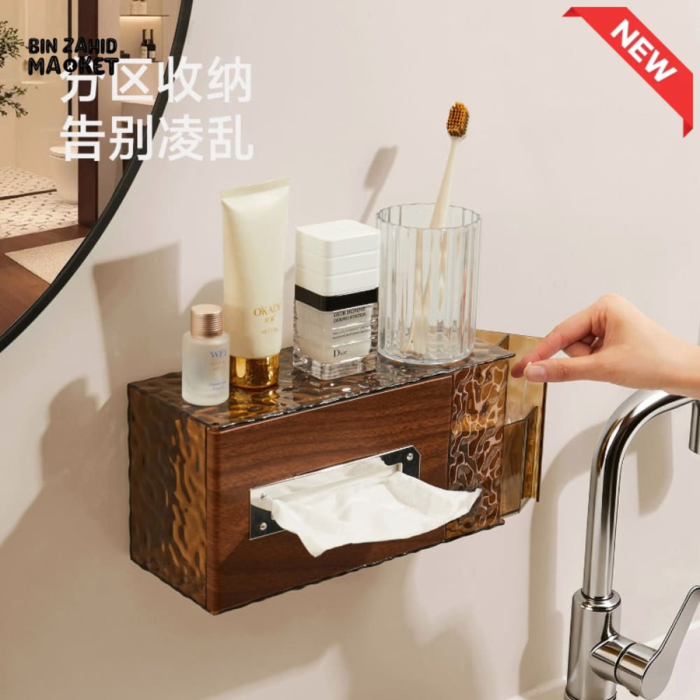 LUXURY WALL-MOUNTED TOILET PAPER & TISSUE STORAGE BOX