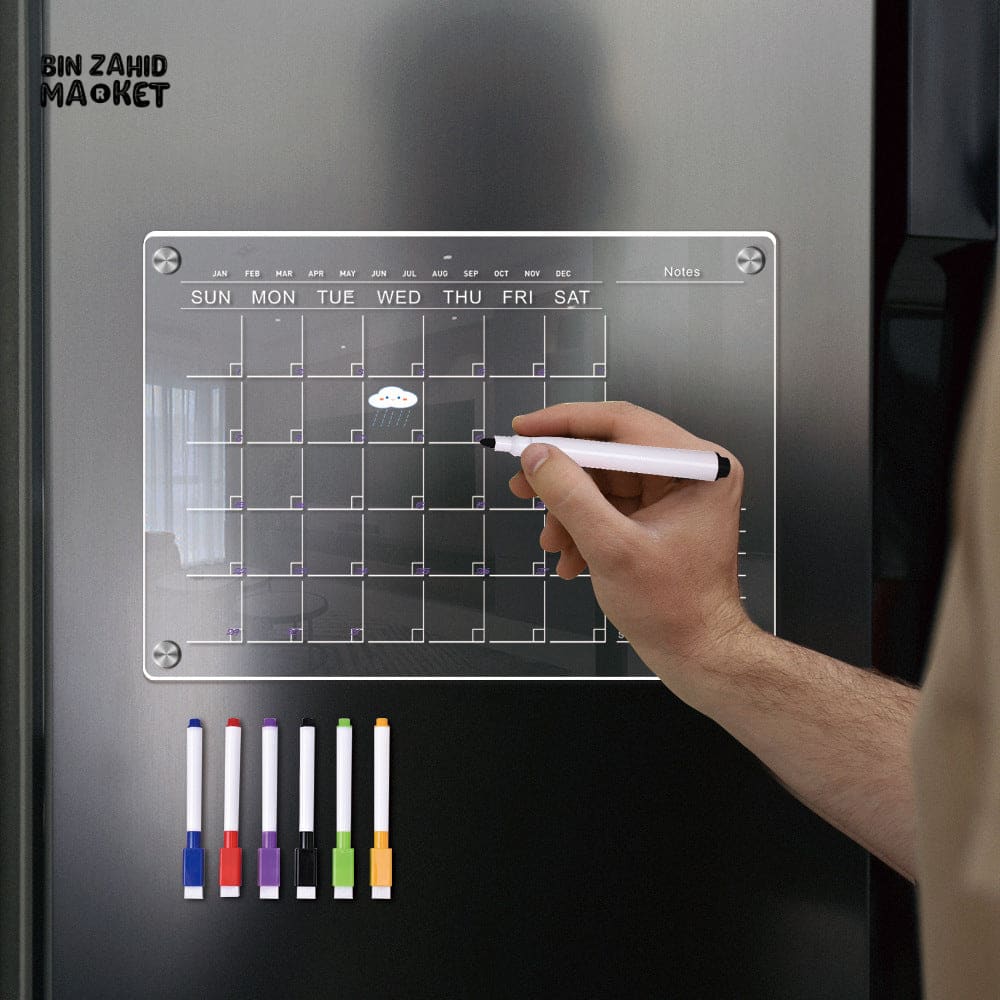 MAGNETIC DRY ERASE REFRIGERATOR BOARD – CALENDAR PLANNER & NOTES