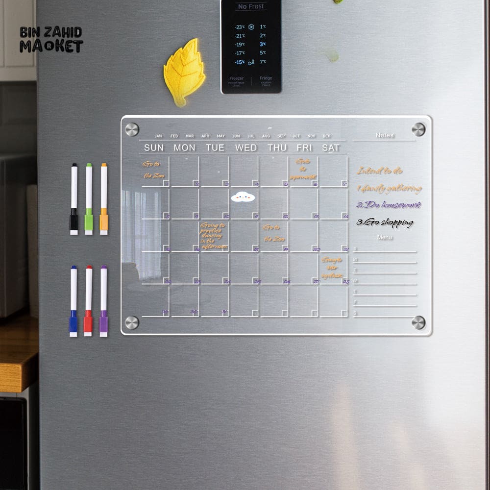MAGNETIC DRY ERASE REFRIGERATOR BOARD – CALENDAR PLANNER & NOTES
