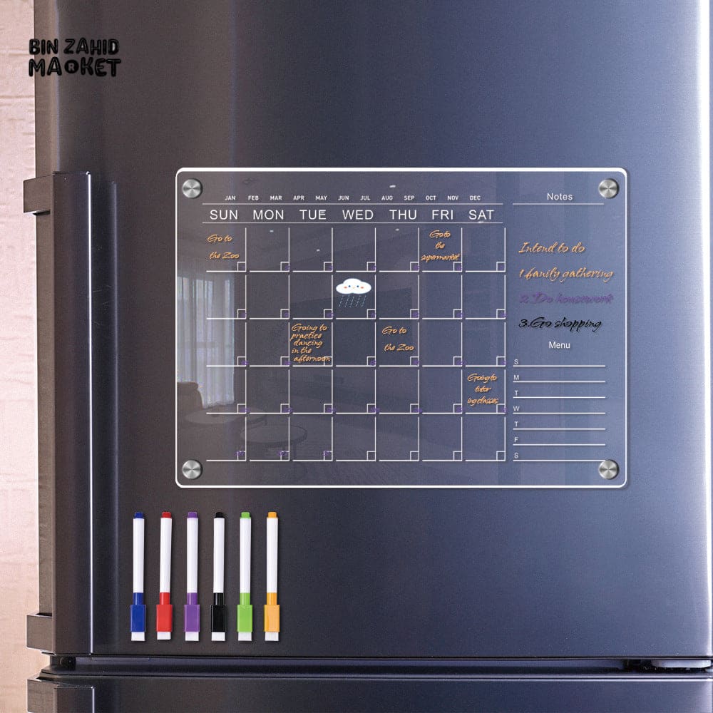 MAGNETIC DRY ERASE REFRIGERATOR BOARD – CALENDAR PLANNER & NOTES