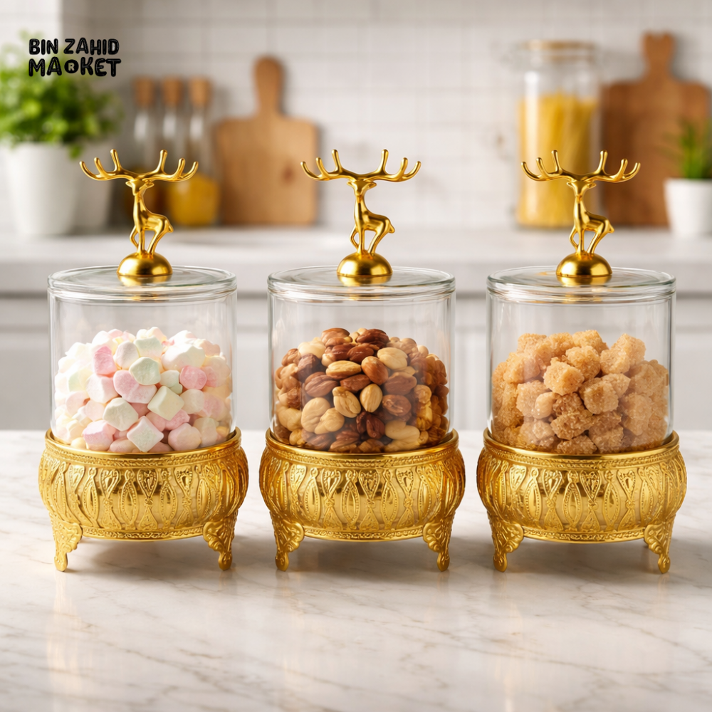 MAJESTIC REINDEER 3 PIECES JARS SET