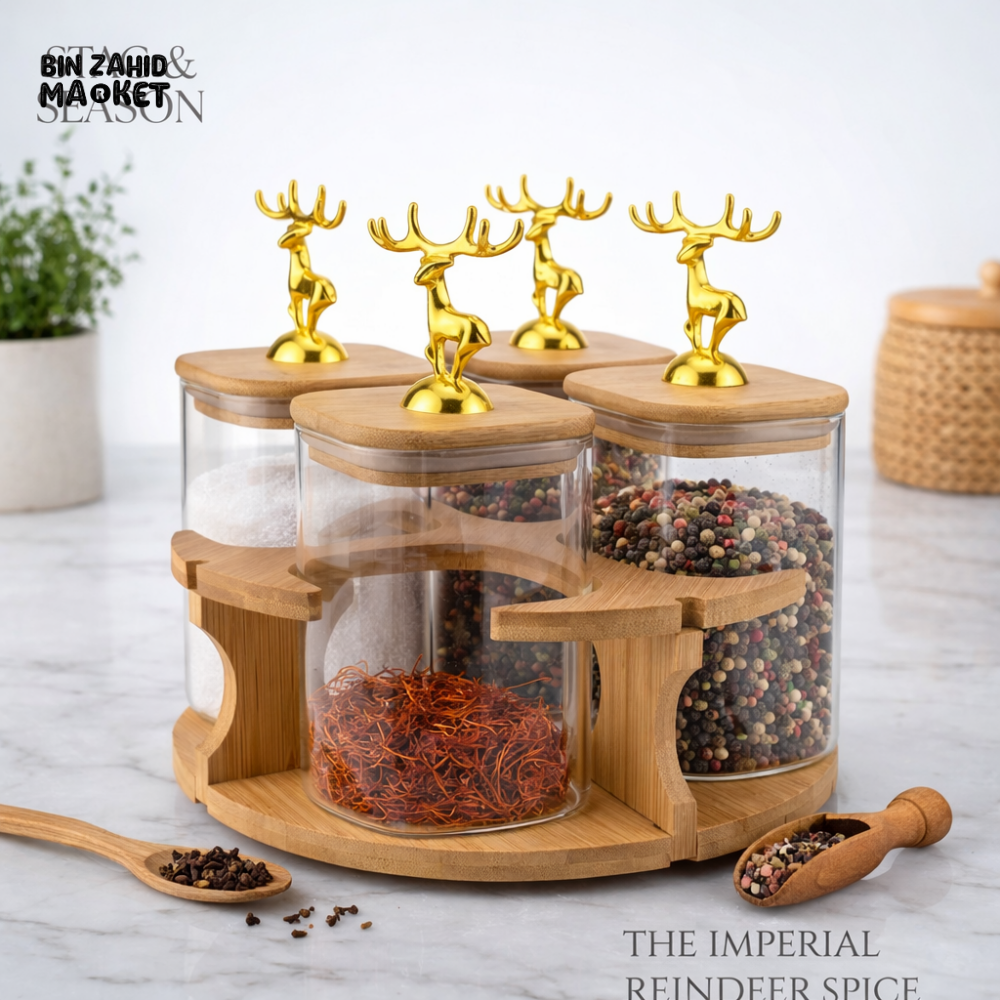 MAJESTIC REINDEER JARS SET - 4 PIECES ROTATING
