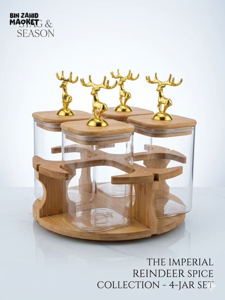 MAJESTIC REINDEER JARS SET - 4 PIECES ROTATING