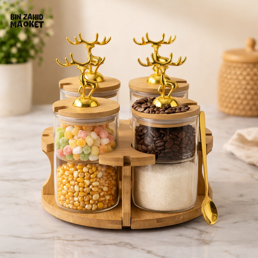 MAJESTIC REINDEER JARS SET - 4 PIECES ROUND