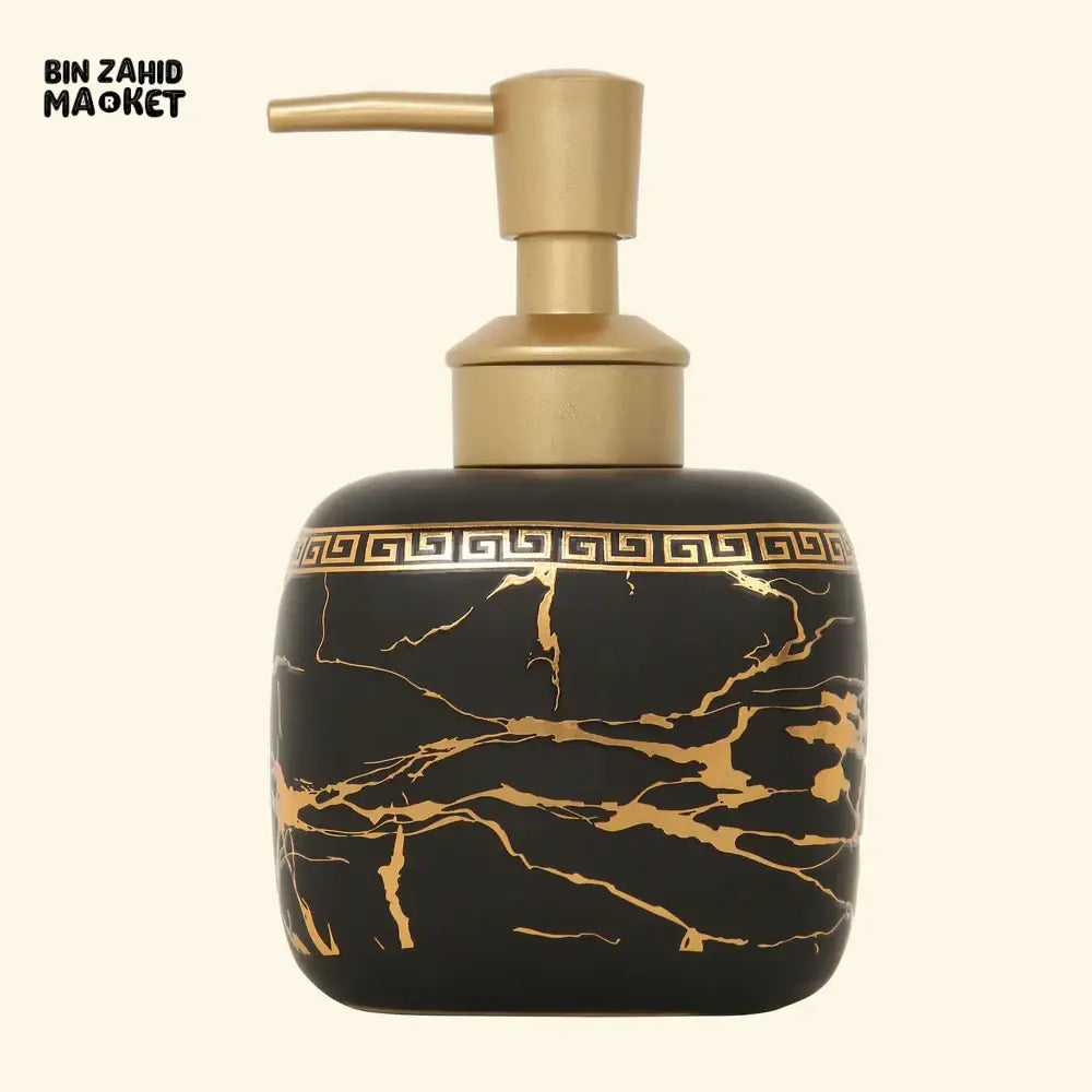 MARBLE SOAP DISPENSER LUXURY BATHROOM COUNTERTOP ACCESSORY - BLACK