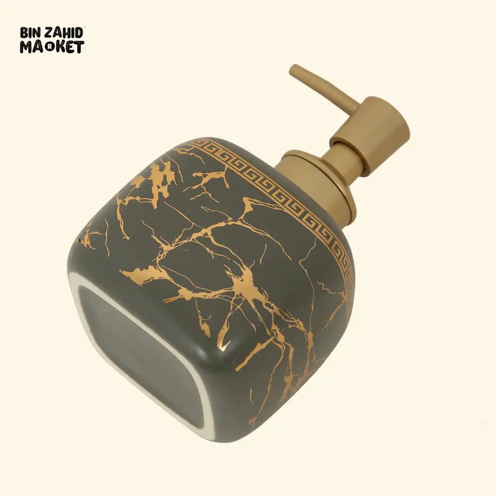 MARBLE SOAP DISPENSER LUXURY BATHROOM COUNTERTOP ACCESSORY - GREY