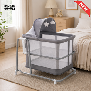 MASTELA 3-IN-1 BEDSIDE BABY BASSINET - GREY