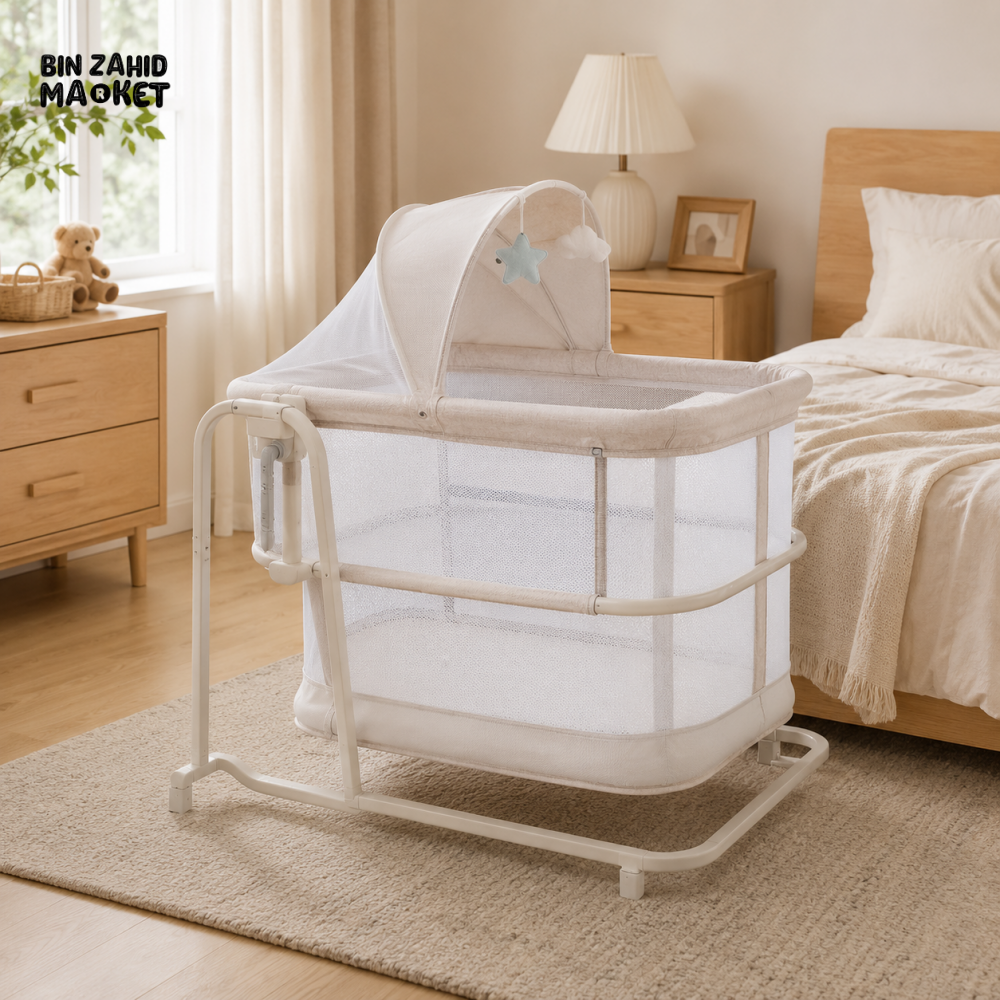 MASTELA 3-IN-1 BEDSIDE BABY BASSINET - WHITE
