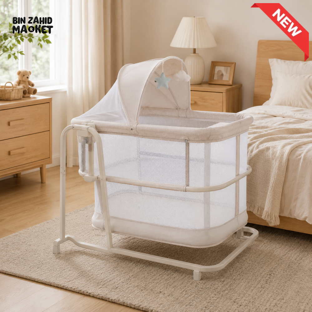 MASTELA 3-IN-1 BEDSIDE BABY BASSINET - WHITE