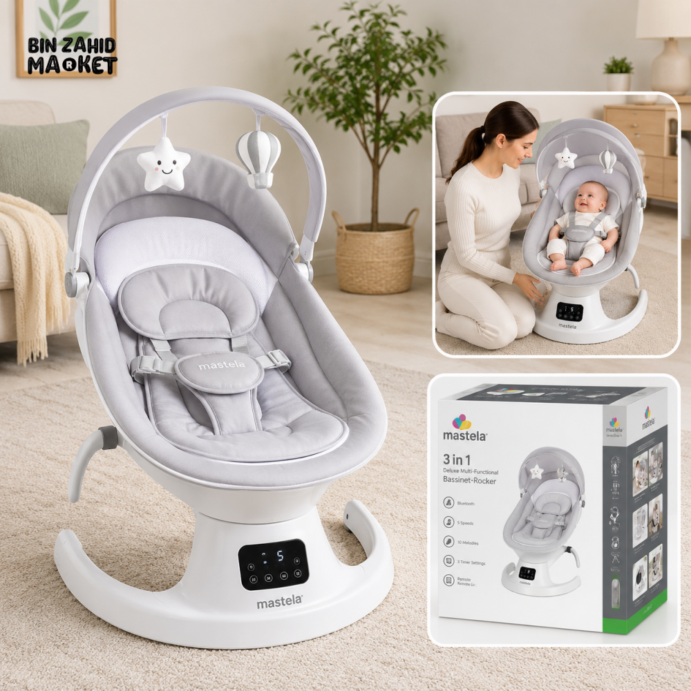 MASTELA 3-IN-1 ELECTRIC BABY BASSINET ROCKER - GREY
