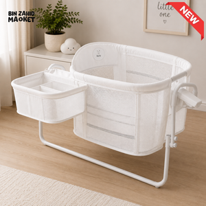 MASTELA 4 IN 1 BABY BEDSIDE SLEEPER WITH STORAGE BASKET - WHITE