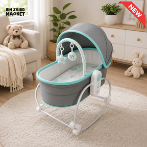 MASTELA 5 IN 1 LUXURY BABY BASSINET & ROCKING CRADLE - GREY