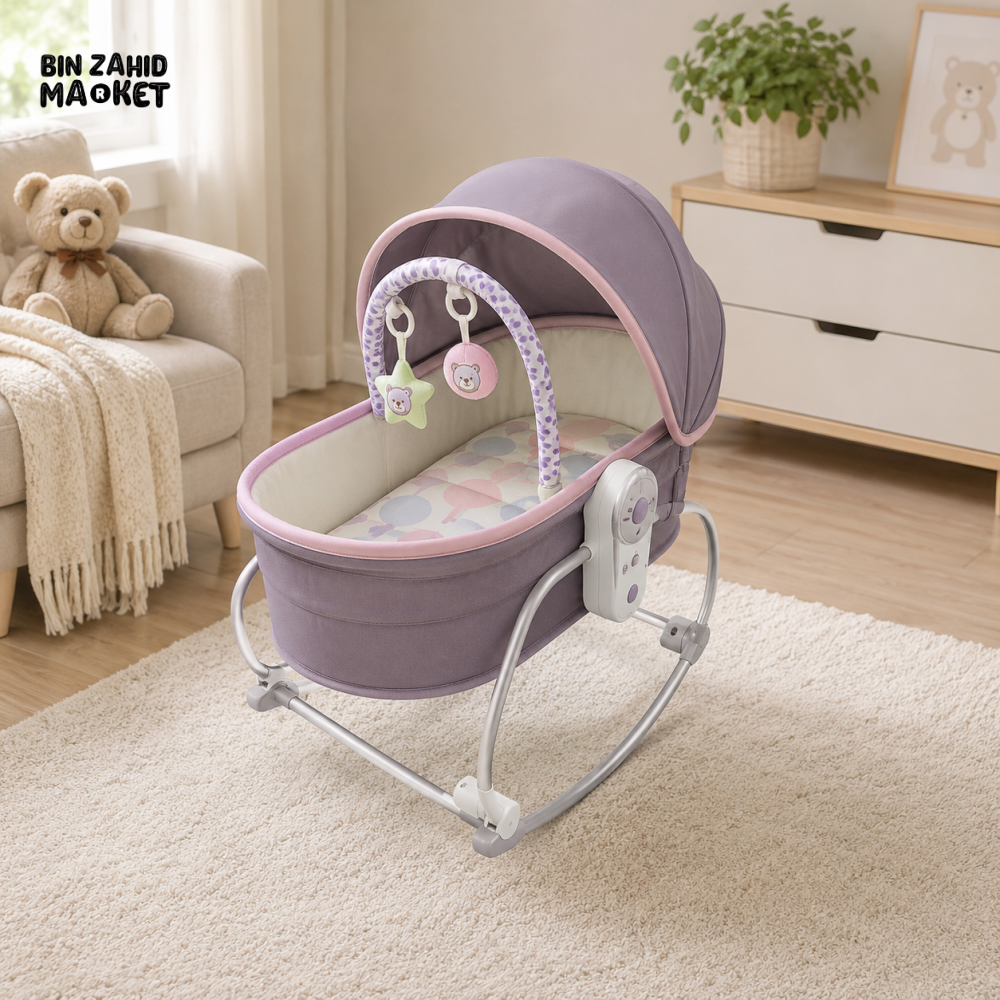 MASTELA 5 IN 1 LUXURY BABY BASSINET & ROCKING CRADLE - PURPLE