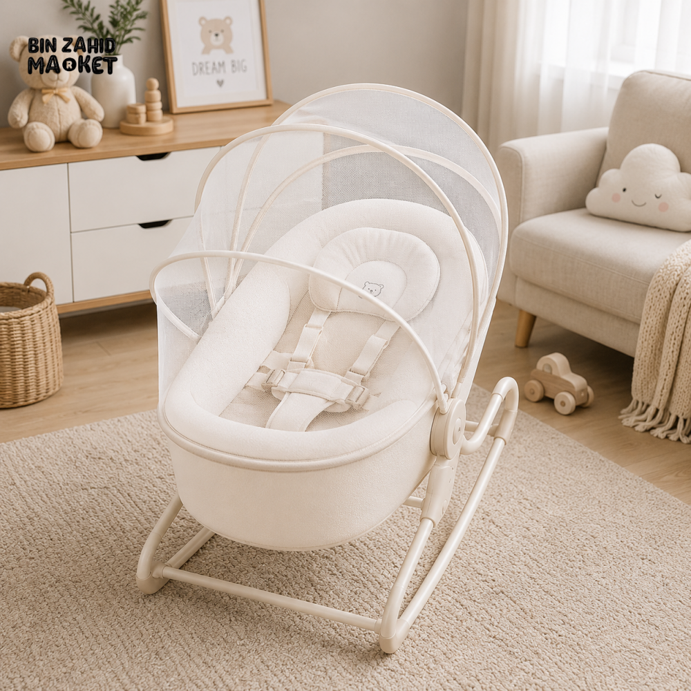 MASTELA BABY ROCKER WITH MOSQUITO NET - PINK