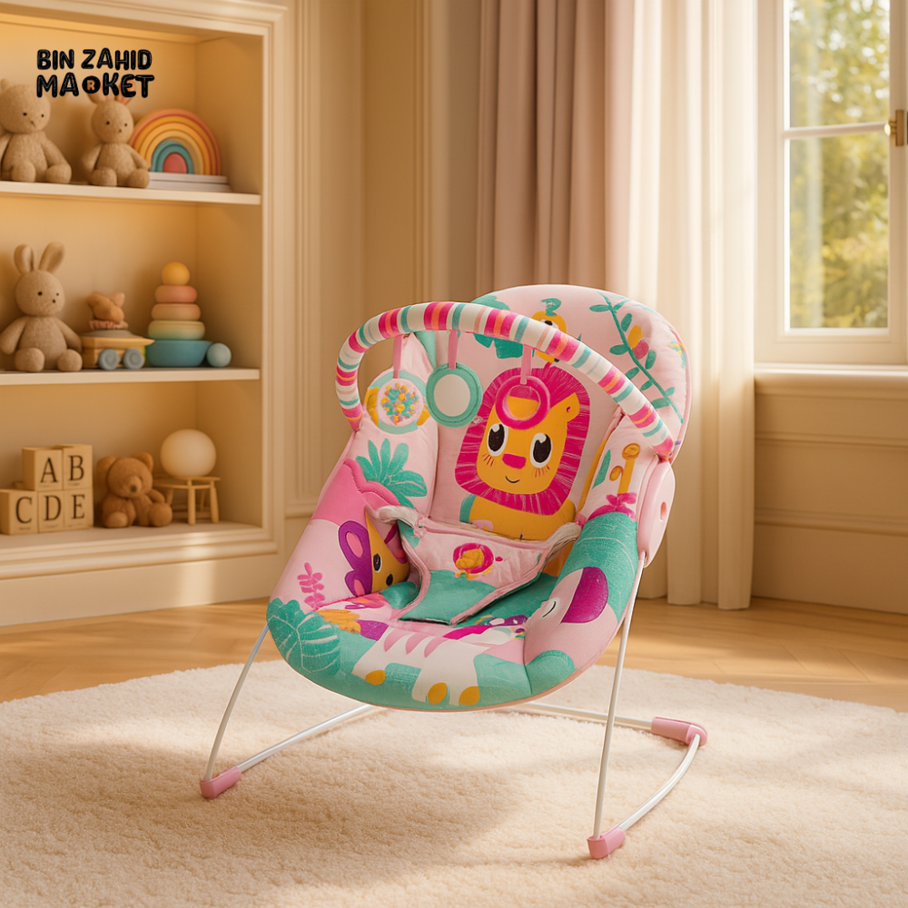 MASTELA MUSIC & SOOTHE BABY BOUNCER – COMFORTABLE VIBRATING INFANT SEAT WITH TOY BAR