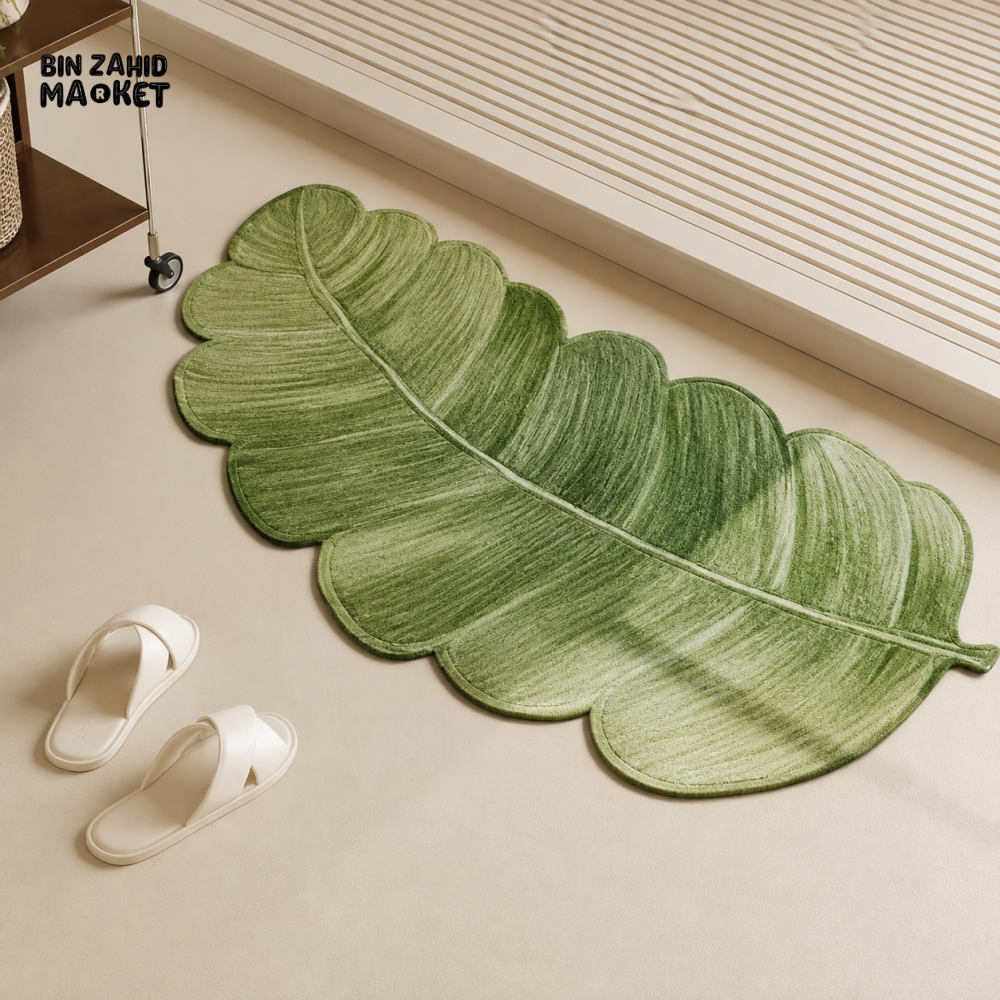 MATRUGS GREEN LEAF SHAPE NON-SLIP DECORATIVE FLOOR MAT