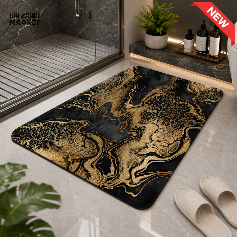 MATRUGS LUXURY ABSTRACT MARBLE DESIGN BATHROOM FLOOR MAT - 2ft × 1.25ft
