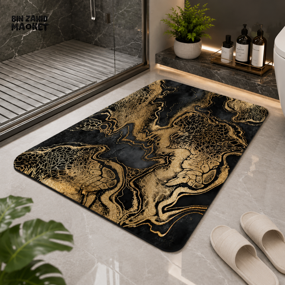 MATRUGS LUXURY ABSTRACT MARBLE DESIGN BATHROOM FLOOR MAT - 2ft × 1.25ft