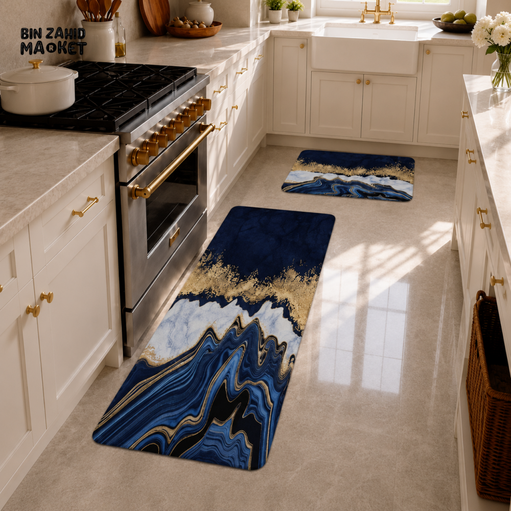MATRUGS MARBLE DESIGN KITCHEN FLOOR MAT SET - MEDIUM - 4 Length / 1.25 Ft - Door Mats