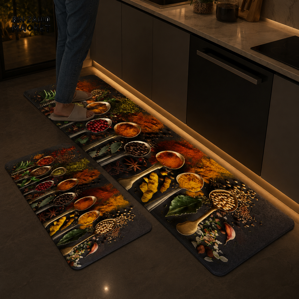 MATRUGS MARBLE PRINT KITCHEN FLOOR MAT SET - MEDIUM - 4 Length / 1.25 Ft