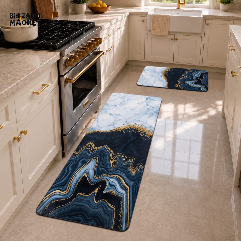 MATRUGS MARBLE PRINT KITCHEN MAT SET - MEDIUM - 4 Length / 1.25 Ft - Door Mats