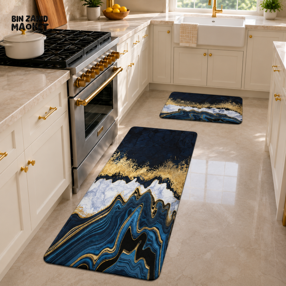 MATRUGS MARBLE PRINT KITCHEN MAT SET - MEDIUM - 4 Length / 1.25 Ft - Door Mats
