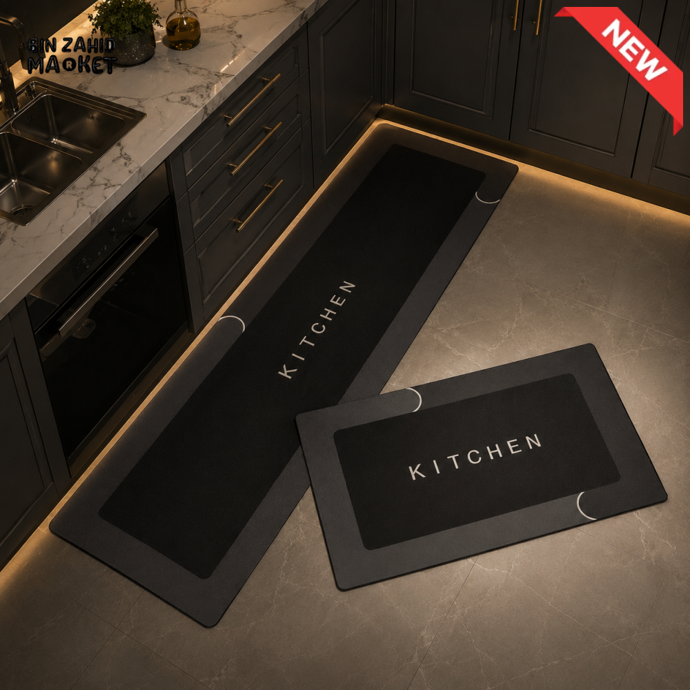 MATRUGS MODERN KITCHEN FLOOR MAT SET – BLACK - MEDIUM - 4 Length / 1.25 Ft
