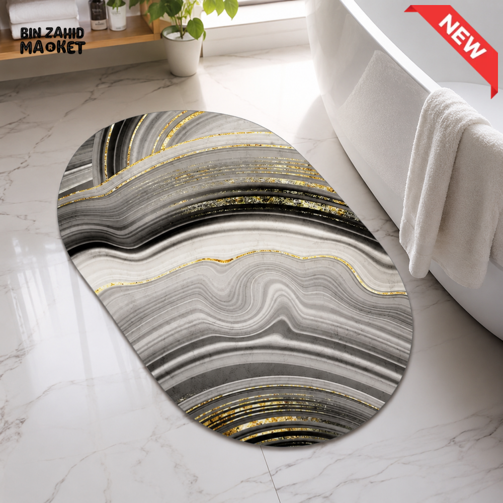 MATRUGS MODERN MARBLE PRINT BATHROOM FLOOR MAT - 2.25 Ft