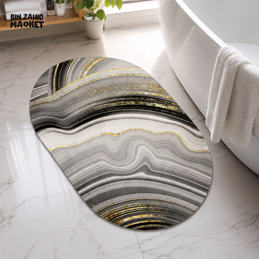 MATRUGS MODERN MARBLE PRINT BATHROOM FLOOR MAT - 2.25 Ft