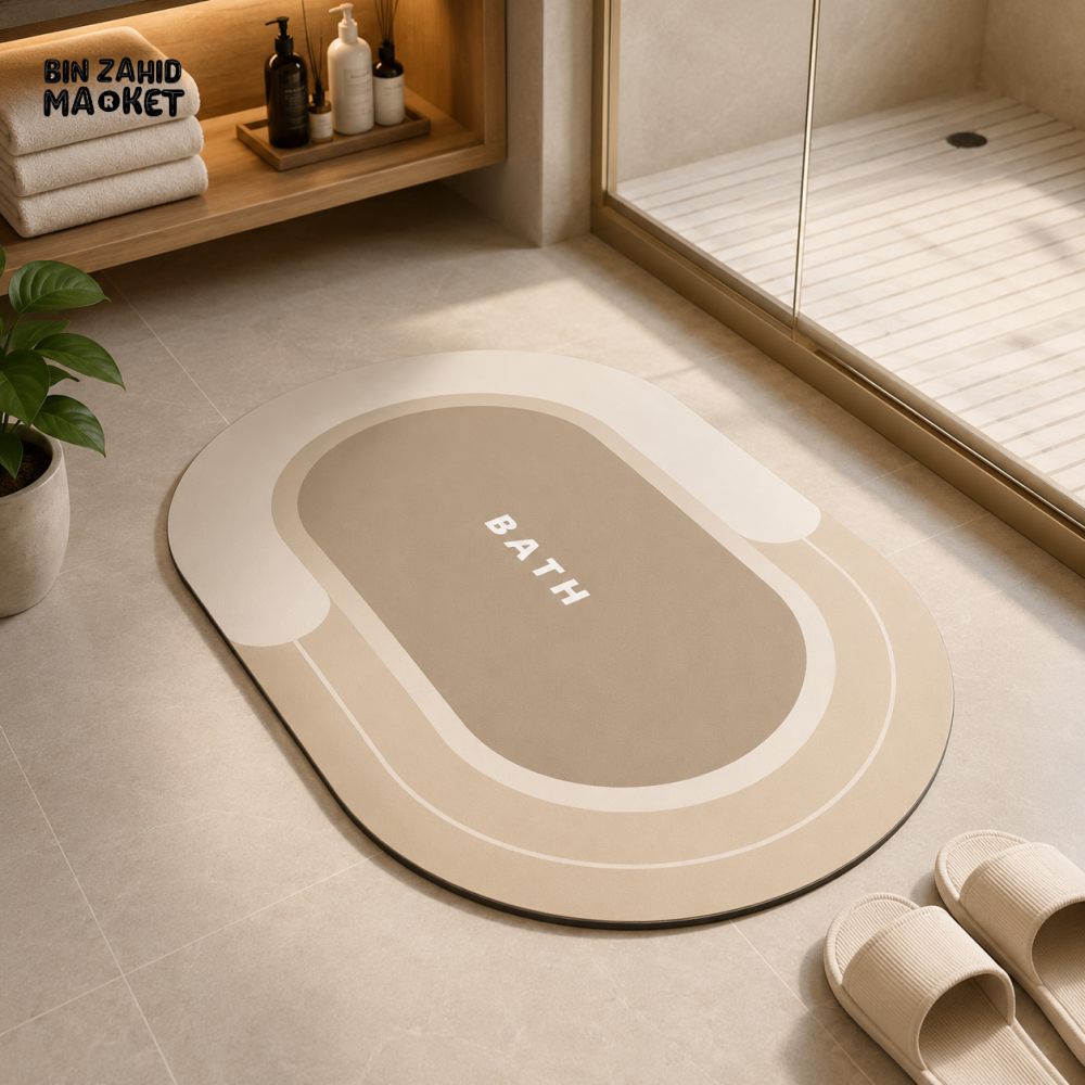 MATRUGS OVAL MINIMALIST NON-SLIP BATHROOM FLOOR MAT - 2ft × 1.25ft