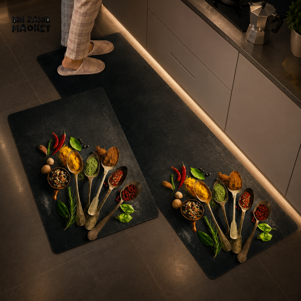 MATRUGS SPICE PRINT KITCHEN FLOOR MAT SET - MEDIUM - 4 Length / 1.25 Ft