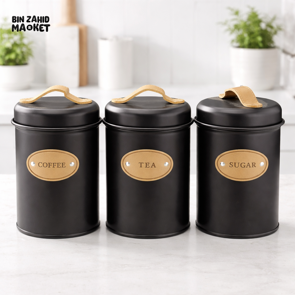 MATTE BLACK COFFEE TEA SUGAR CANISTER SET MERAL – LUXURY DESIGN