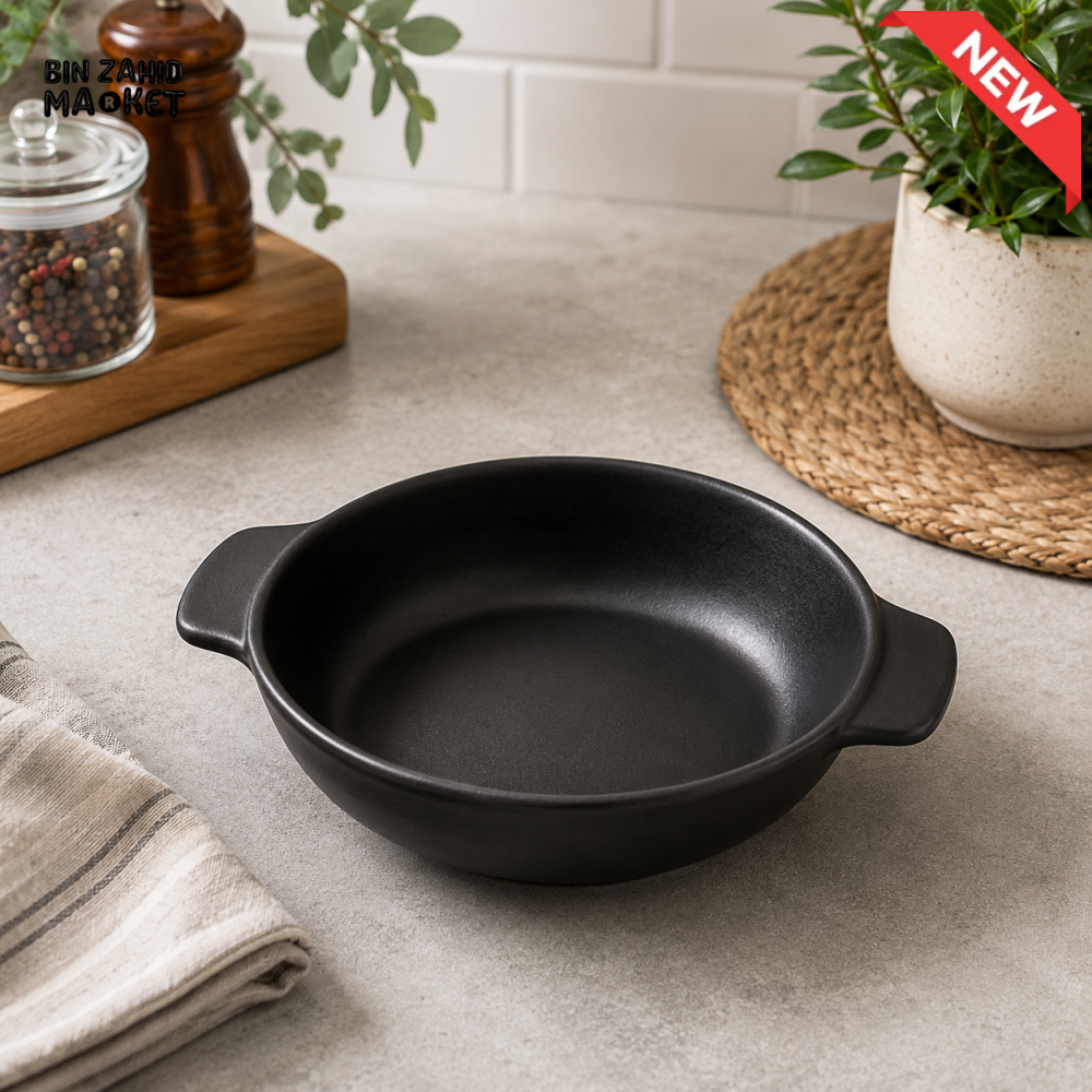 MATTE BLACK STONEWARE SERVING CASSEROLE BOWL WITH HANDLES 6.0 INCH – 60YKP 2022