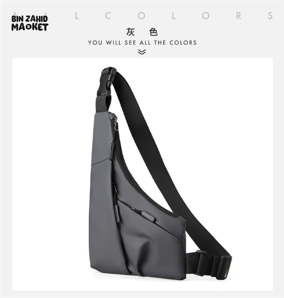 MEN’S ANTI-THEFT TRIANGULAR LEATHER SLING BAG – CLOSE-FITTING CROSSBODY SHOULDER BAG WITH CARD WALLET