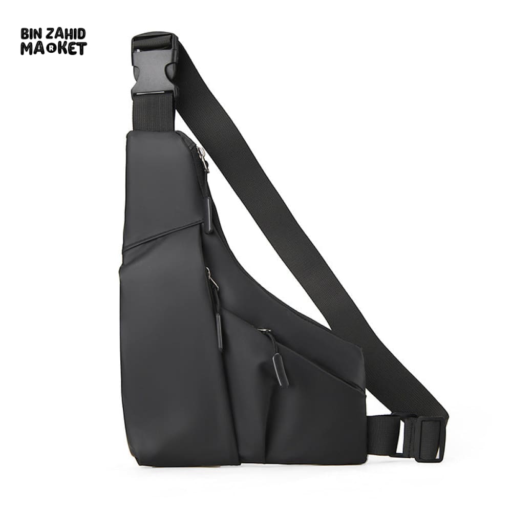 MEN’S ANTI-THEFT TRIANGULAR LEATHER SLING BAG – CLOSE-FITTING CROSSBODY SHOULDER BAG WITH CARD WALLET