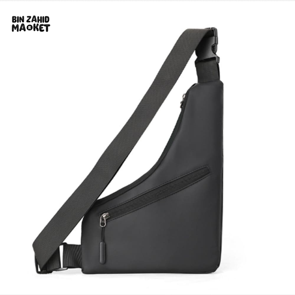 MEN’S ANTI-THEFT TRIANGULAR LEATHER SLING BAG – CLOSE-FITTING CROSSBODY SHOULDER BAG WITH CARD WALLET