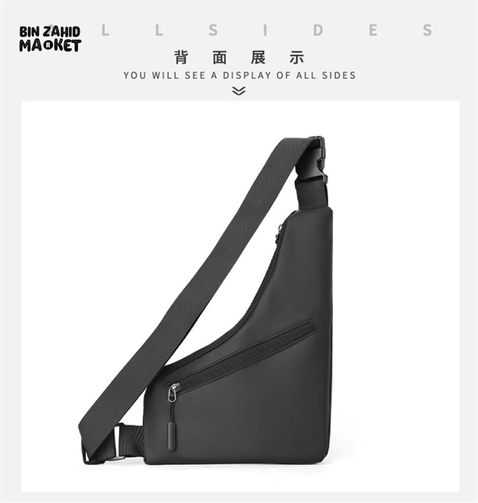MEN’S ANTI-THEFT TRIANGULAR LEATHER SLING BAG – CLOSE-FITTING CROSSBODY SHOULDER BAG WITH CARD WALLET