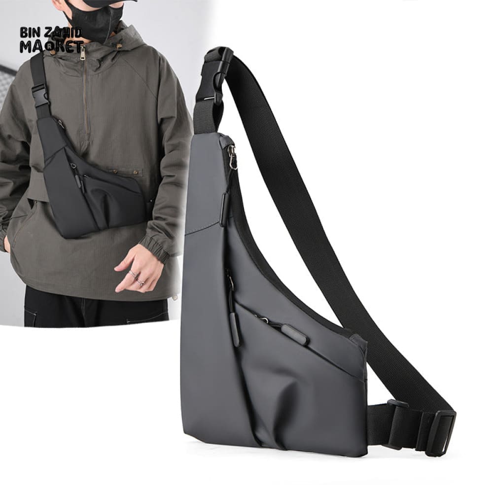 MEN’S ANTI-THEFT TRIANGULAR LEATHER SLING BAG – CLOSE-FITTING CROSSBODY SHOULDER BAG WITH CARD WALLET