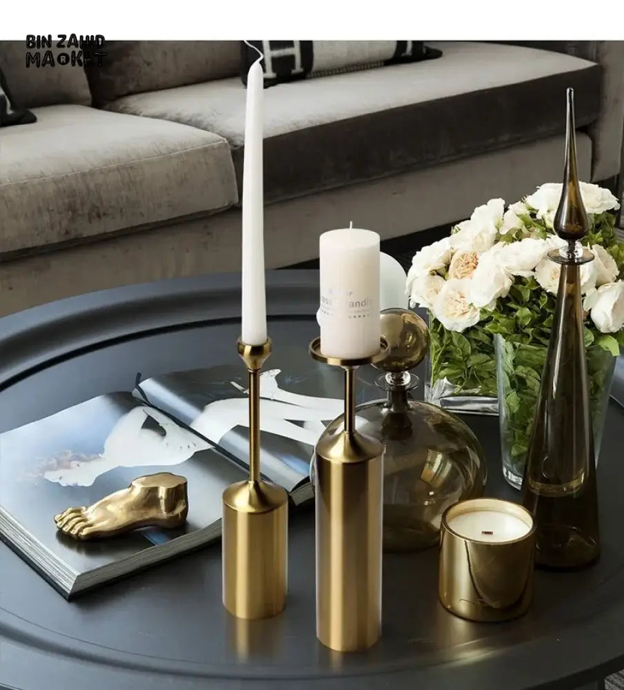 METAL GOLDEN CANDLE HOLDER 6 PIECES SET – LUXURY DECORATIVE CANDLE STANDS FOR HOME & EVENTS