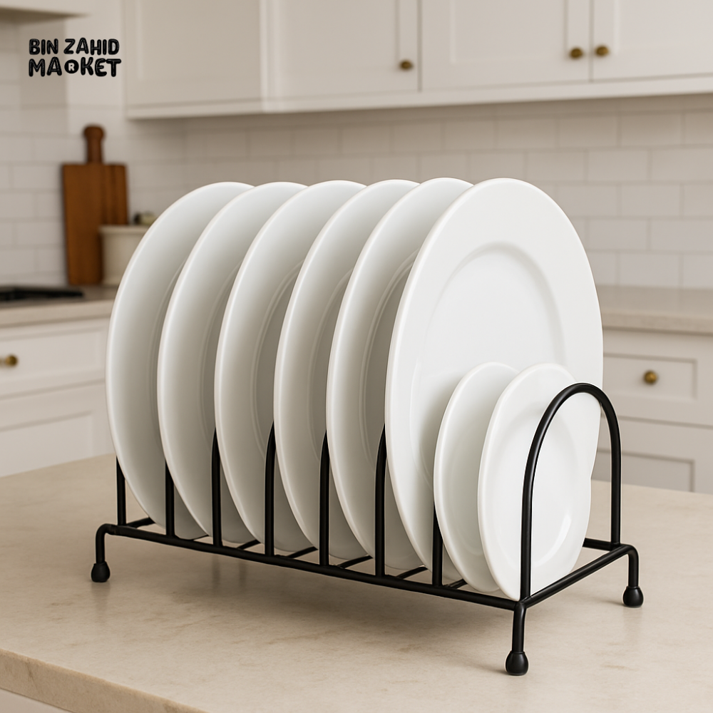 METAL PLATE RACK ORGANIZER – COUNTERTOP DISH HOLDER FOR KITCHEN
