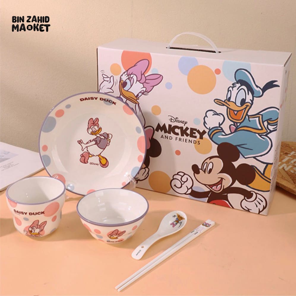MICKEY & FRIENDS POLKA DOT SERIES KIDS CERAMIC DINNERWARE GIFT SET 5 PIECES - DAISY
