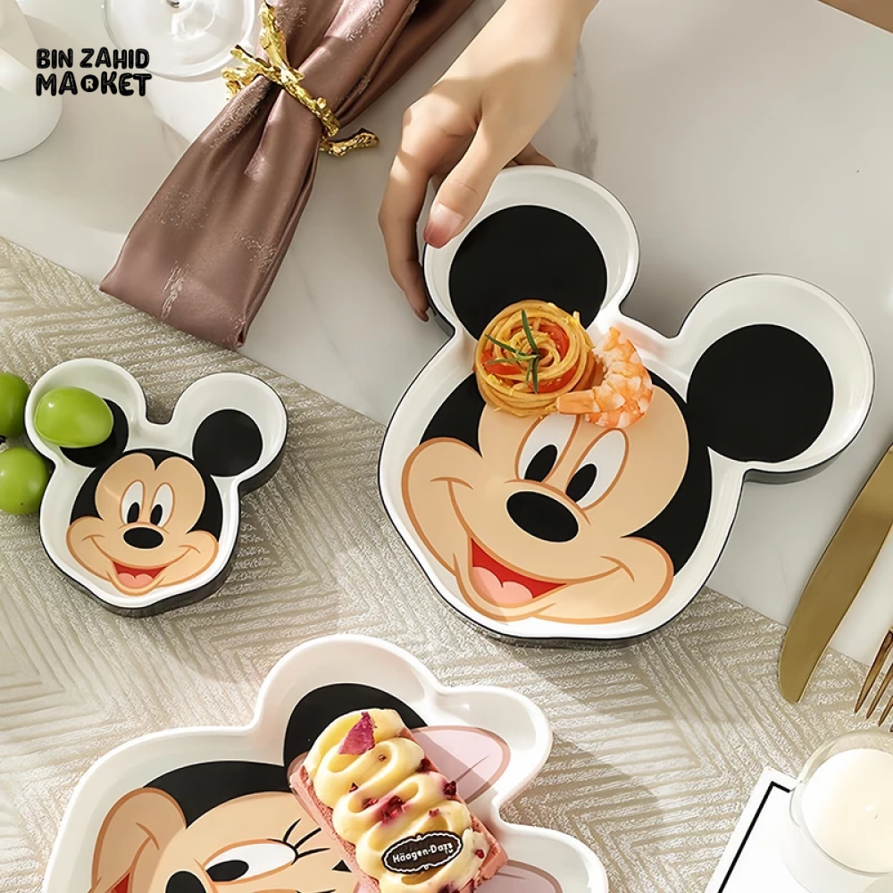 MICKEY & MINNIE MOUSE CERAMIC TRAY CUTE DESIGN MICROWAVE SAFE HEAT-RESISTANT FRUIT PLATE