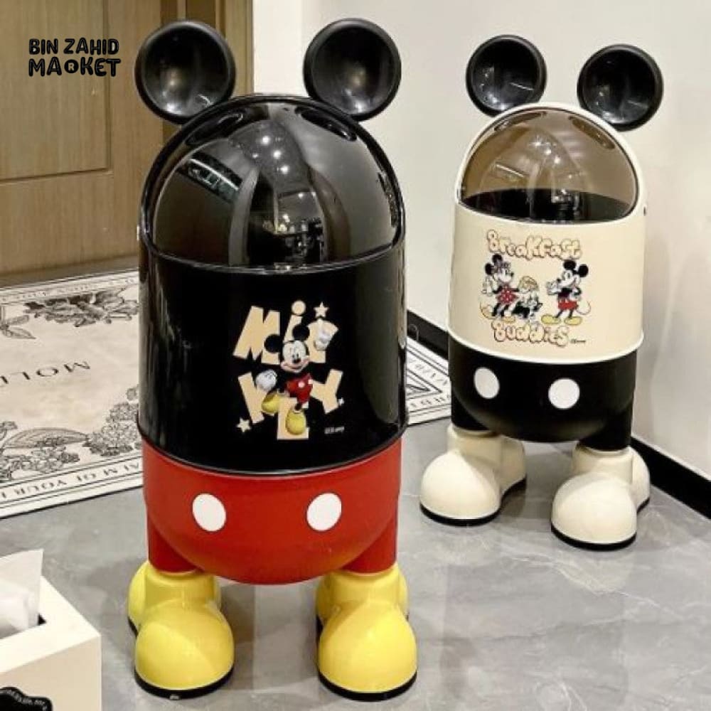 Disney Mickey Cute Trash Can Kitchen Storage Specialty Office Portable Paper Bin